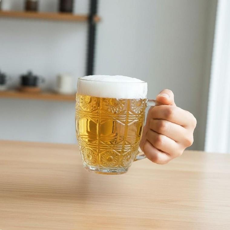 유럽풍 엔틱 패턴 유리 맥주잔 500ml 2개 홈카페 홈술잔 유리컵 세트