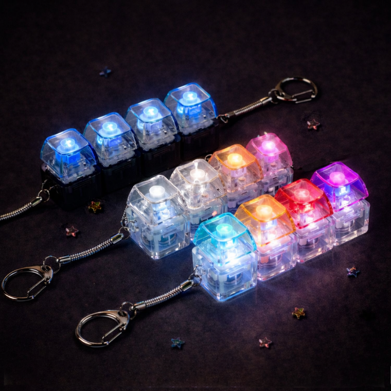 LED 4구 불빛 키캡 키링 기계식 키보드 키캡 키체인 키보드 악세사리 굿즈 키링 KK1028