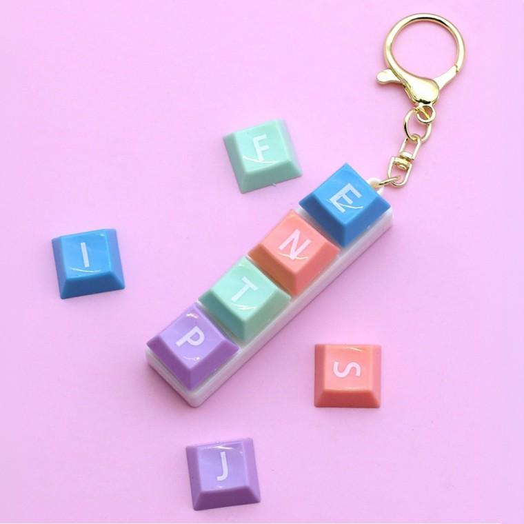 MBTI 키캡키링 4구 키보드 클리커 핸드폰 귀여운 미니 딸깍이 열쇠고리 가방 꾸미기