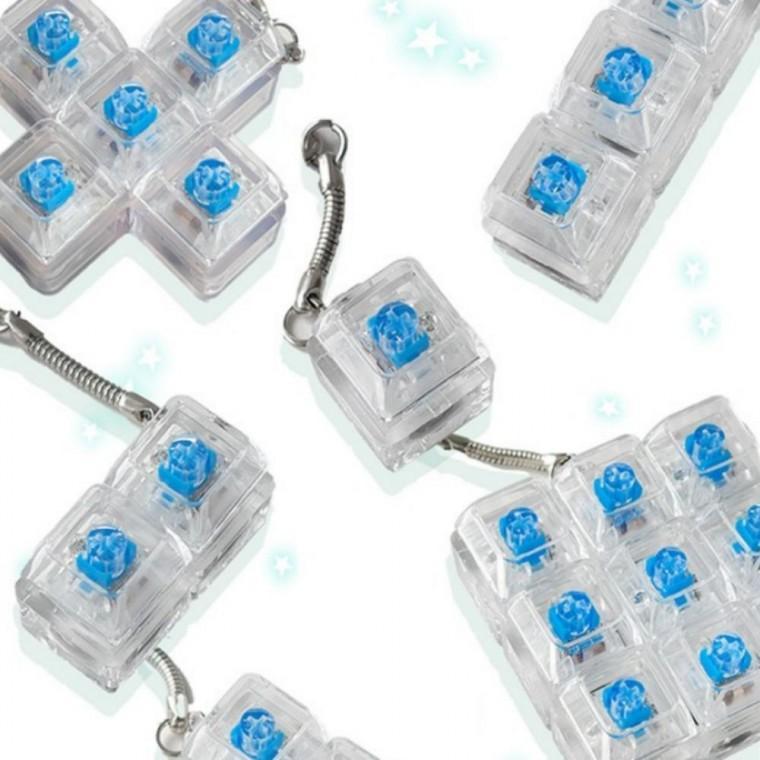 4구 반짝반짝 키보드키링 LED 청축 키캡키링 키캡 키링고리