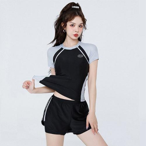 은창]스포츠 캐쥬얼 팬츠형 2피스 래쉬가드 수영복 비키니 모노키니 래쉬가드 일체형 치마 세트 몸매보정