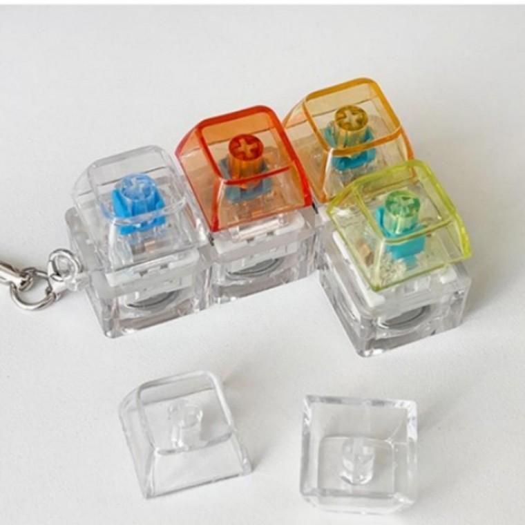 LED 청축 키캡 키보드 4구 키홀더 열쇠고리 키링