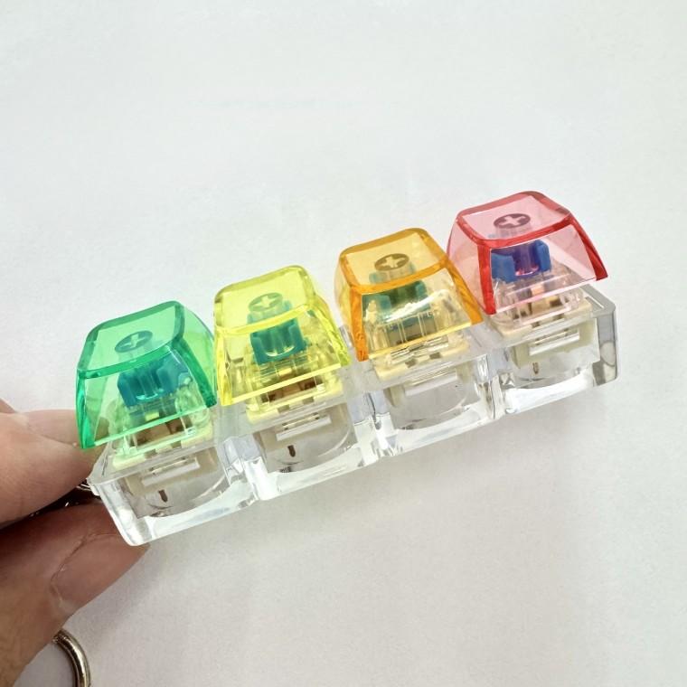 LED 키보드 키캡 키링 기계식 청축 딸깍이 4구 키홀더 열쇠고리 클릭커