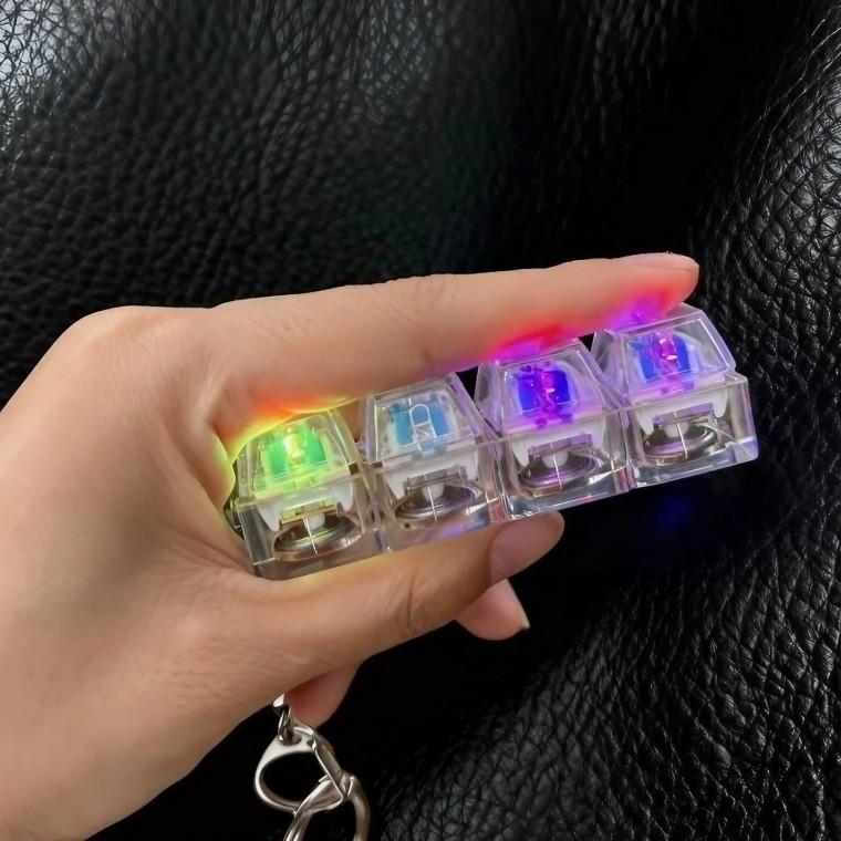 LED 키캡 키링 4구 기계식 딸깍이 키보드 키홀더 열쇠고리