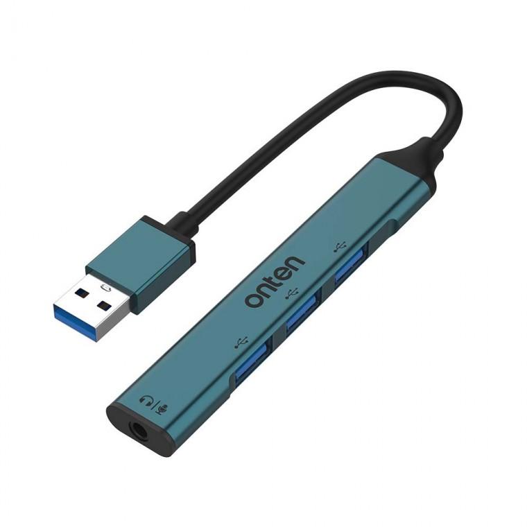 USB 2.0 3포트 허브 겸용 3.5mm 잭 컴퓨터 데스크탑 PC 모니터 외장하드 게임기 마우스 키보드