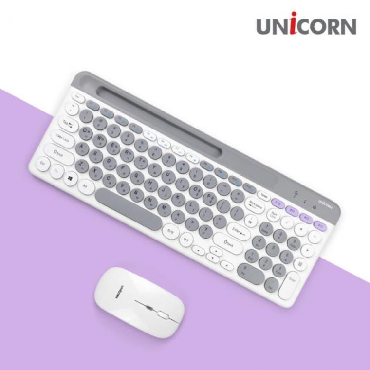 유니콘 블루투스 저소음 무선키보드마우스세트 듀얼모드 멤브레인 멀티페어링 BK-600SB