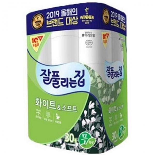 3겹 엠보싱 롤화장지 도톰한 가정용 무인쇄 30롤 두루마리화장지 데코