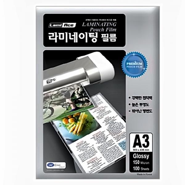 라미에이스 코팅지 코팅필름 A3 150mic 303x426mm (100매입) 코팅용지