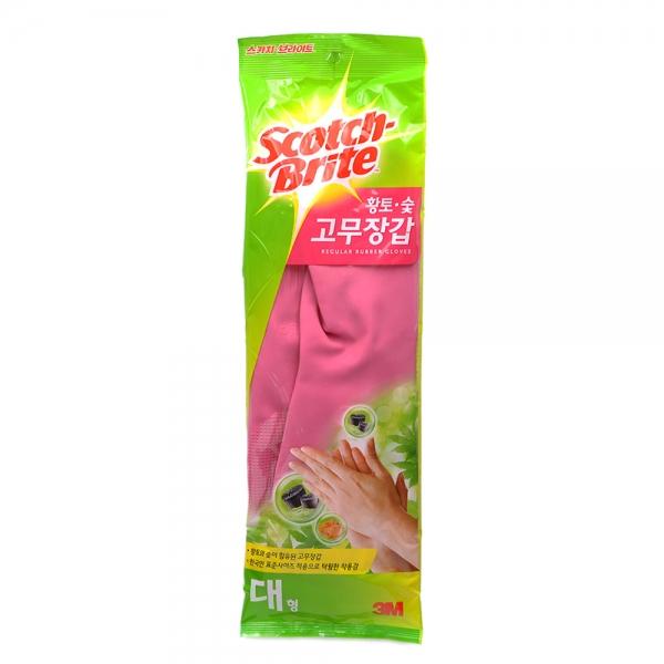 3M 스카치브라이트 황토숯 주방 고무장갑 대