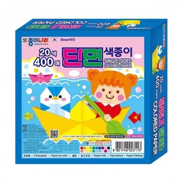 (종이나라) 단면색종이 (20색 400매) / (15x15cm) (30개입)