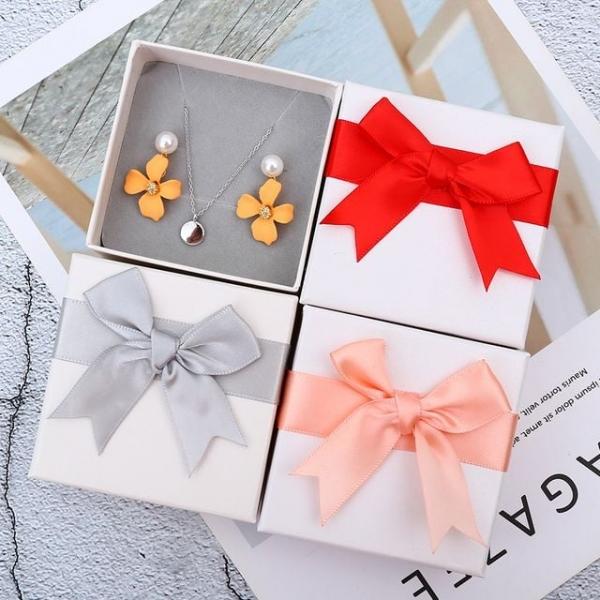 WL 주얼리 케이스 3색 리본상자 7.5X7.5cm