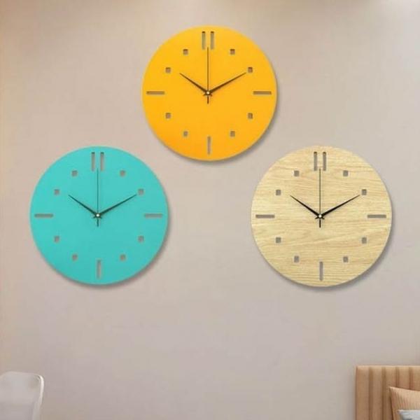 WL 솔리드 나무 벽시계 DIY 제품 거실 안방 사무실 매장 심플모던한 디자인