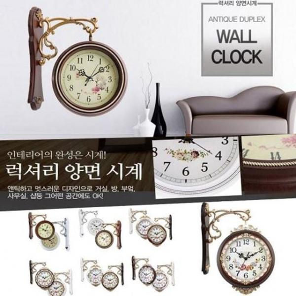 WL 엔틱 유럽풍 인테리어 양면 시계 인테리어소품 벽시계