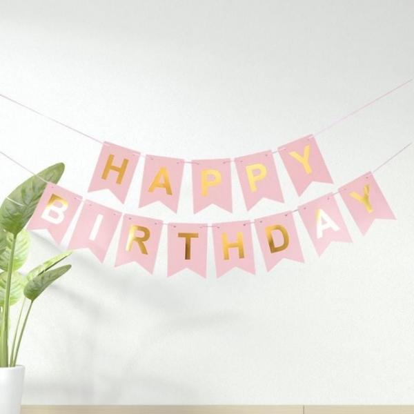 WL 생일 파티 가랜드  장식 배너 롤끈 포함 현수막 세트