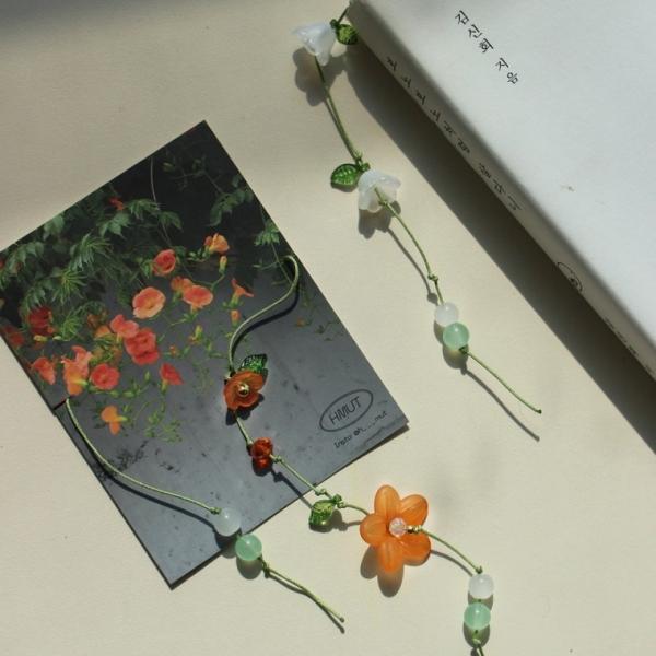 능소화 은방울꽃 네잎클로버 라일락 비즈 끈갈피 책갈피 DIY 만들기 키트 4종 끈 책 꽃 갈피 북마크 북마커