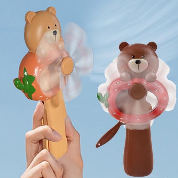 자광 큐티 베어 미니선풍기1p 휴대용 핸디선풍기 수동 자가발전 손선풍기