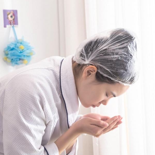 일회용 비닐 헤어캡 100매 염색 위생 모자 투명 샤워