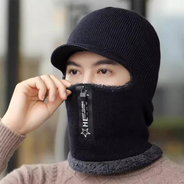 안면 방한용모자 지퍼형 니트비니 스키장 겨울