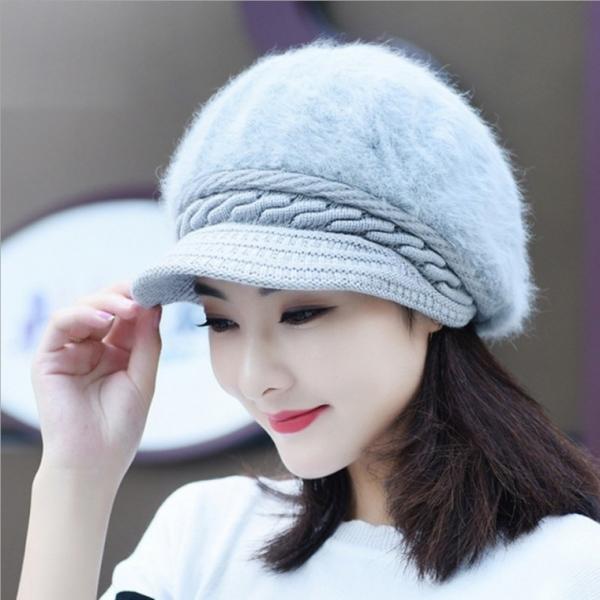 2500배송 앙고라 보아캡 겨울 여성 기모 토끼털 벙거지 챙 모자