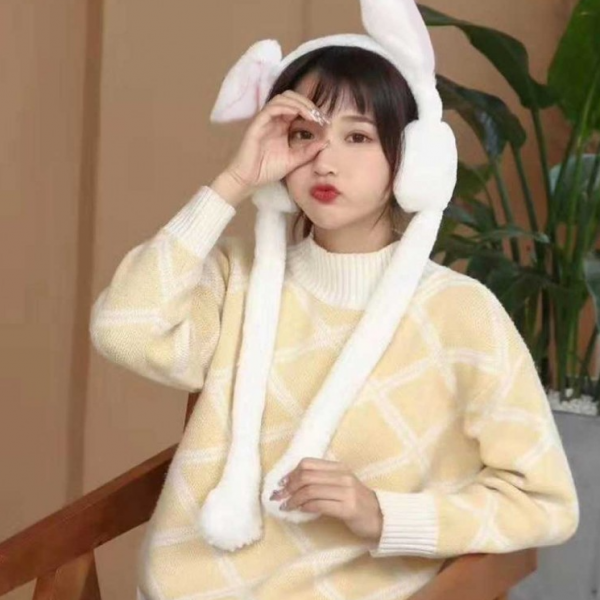 [다사라유통]움직이는 토끼귀마개   털 방한 토끼귀 모자 겨울 귀도리 따뜻한 크리스마스 동물 머리