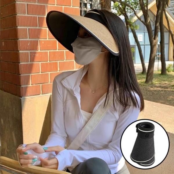 [테디브라더] 여름 돌돌이 썬캡 햇빛가리개 와이드 선캡 모자 여성 라탄 골프 썬바이저 보닛햇 (당일발송)