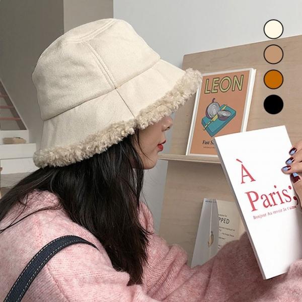 스웨이드 양털 벙거지모자 4color 겨울 뽀글이 모자 겨울 패션모자