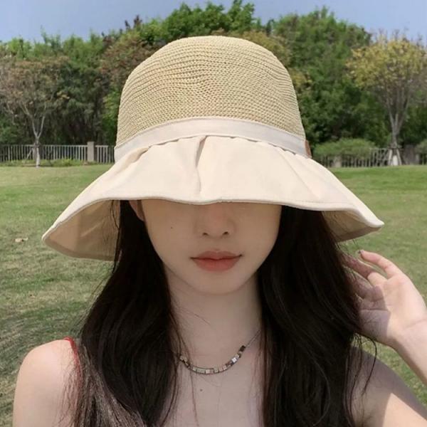 타원 브라운 아티니 썬햇 모자 / 넓은챙 챙모자 왕골모자 자외선차단 접이식모자 햇빛가리개 (#복사)