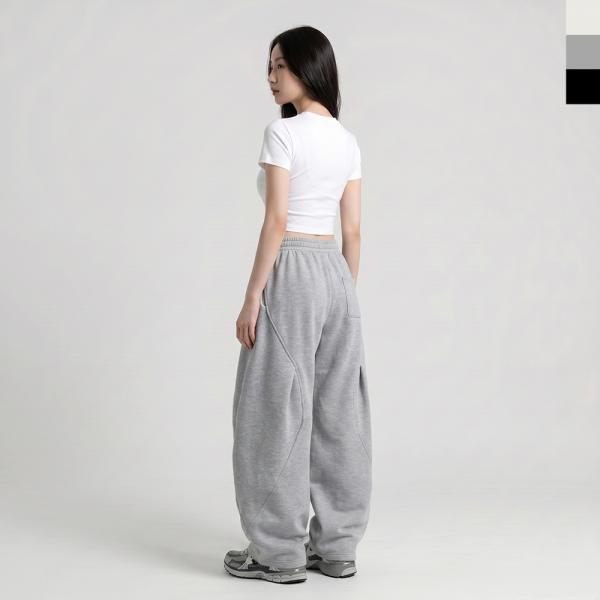 AGG 1000W 여자 벌룬핏 커브 절개 와이드 조거 트레이닝 팬츠
