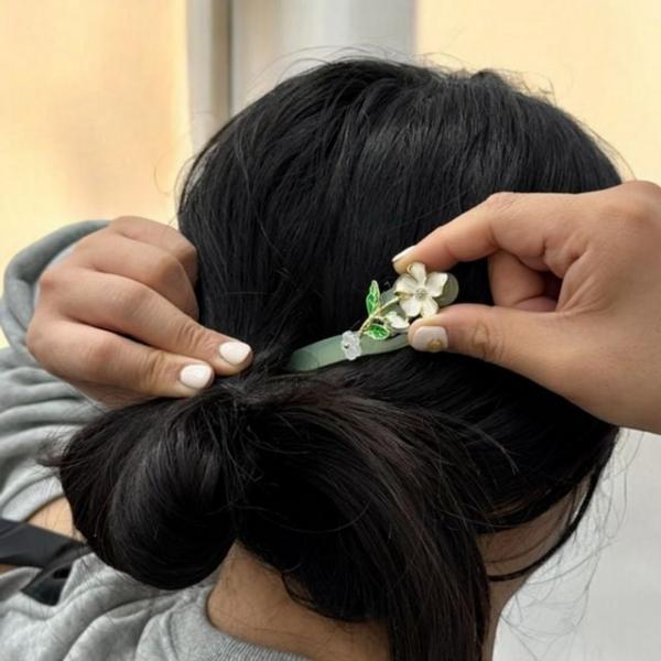 꽃비녀 업 비녀 진주 옥장식 전통 옥 한복