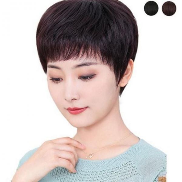 새치 중년 엄마 데일리 통가발 커버 여성 인모