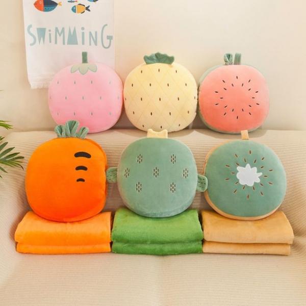 WL 마니또선물 미니 과일모양 쿠션담요 학교담요 담요이불 무릎담요   친구