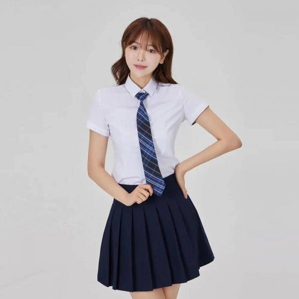 딥블루 어반 체크 넥타이 교복 학생복