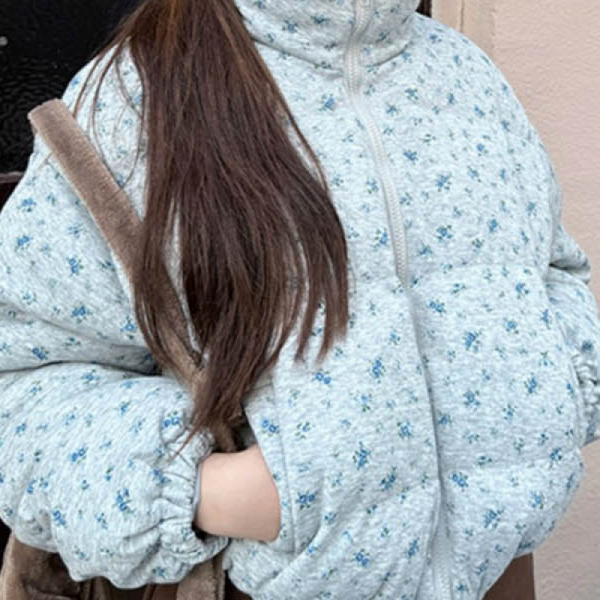 패턴 숏패딩 보온 방한 디자인 겨울 여성 아우터