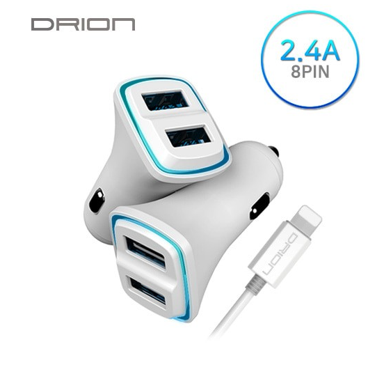 [후니케이스] 드리온 차량용충전기 USB2구 2.4A (8 PIN)