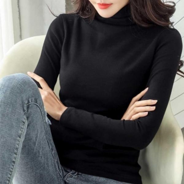 여자 데일리 출근 룩 겨울 목 폴라 검정 터틀넥 티 검정폴 라티 니트목 티셔츠 면목폴