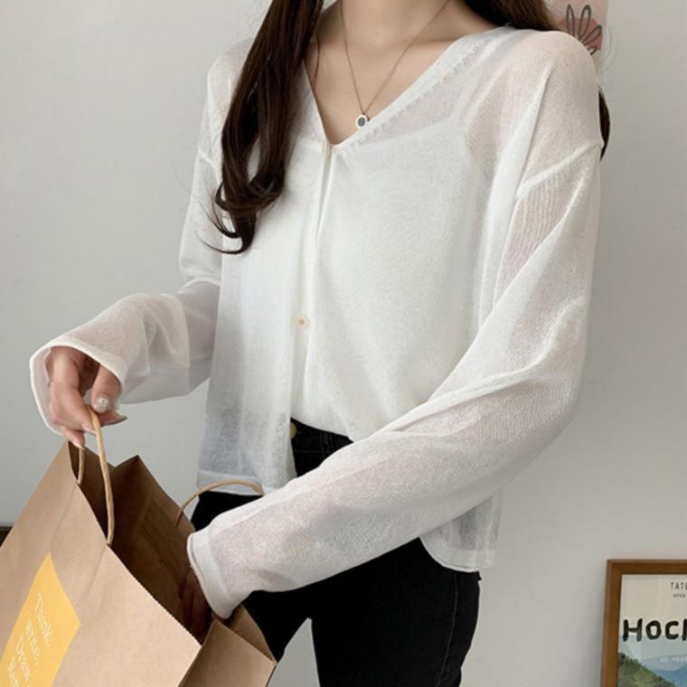 여성 긴팔 카디건 여름 얇은 가디건