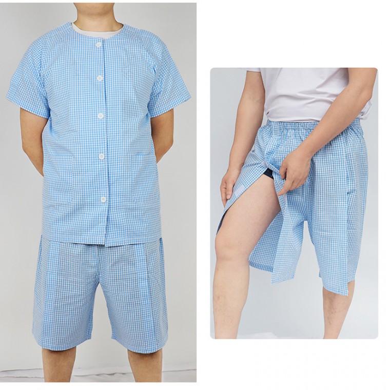 여름 환자복 찍찍이 반팔 남블루하의XXL