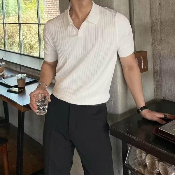 데일리 카라 반소매 남자 여름 니트