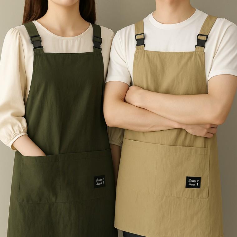 방수앞치마 카페바리스타앞치마 예쁜 주방 미용실 여름 원피스 어린이집 허리 린넨 캔버스 보육교사 앞치마