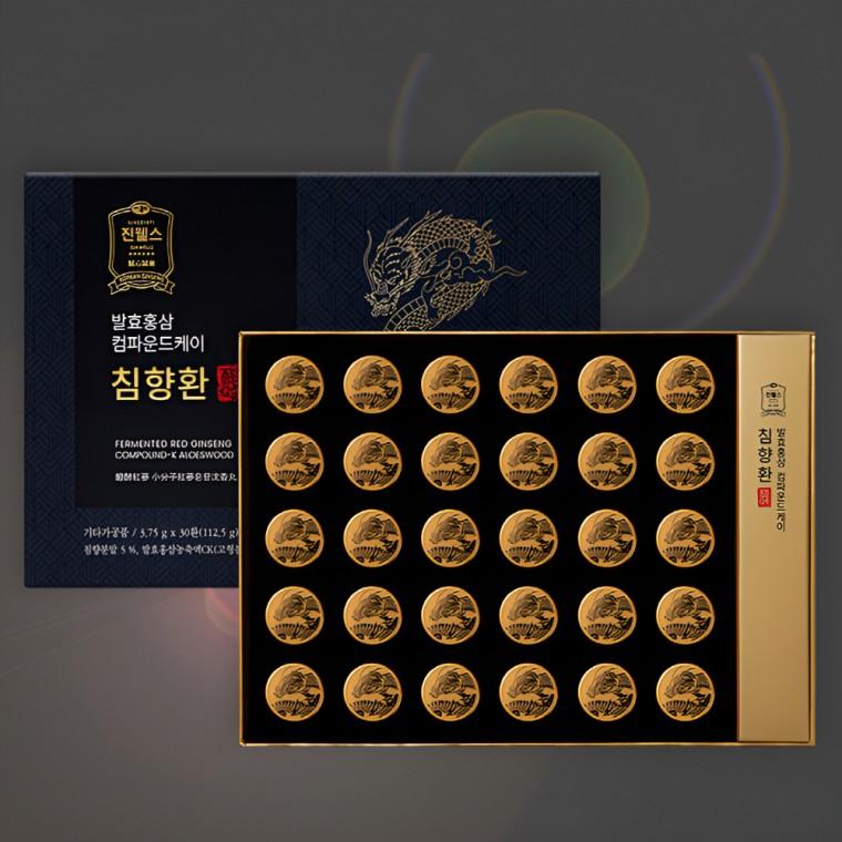 진웰스 컴파운드K 홍삼 침향환 3.75g x 30환 국내산 6년근 발효 홍삼액 홍삼 선물