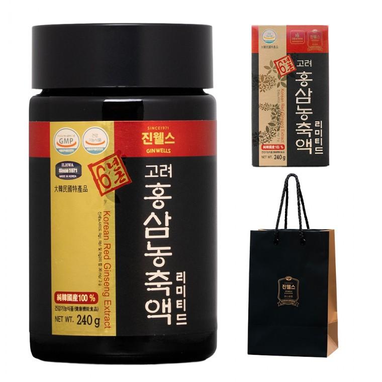 고려홍삼농축액 리미티드 240g 국내산 6년근 홍삼액기스 진웰스 홍삼 선물세트