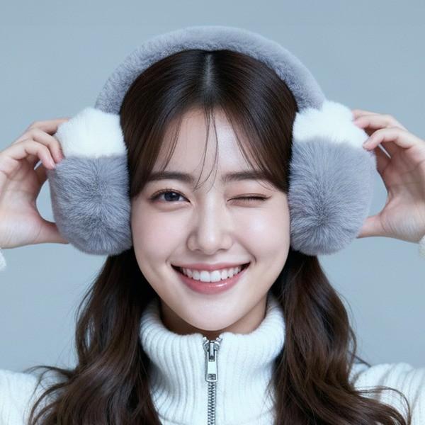 히키스 투톤 접이식 방한귀마개 접이식 겨울 귀도리 여성 남성 커플 FE40