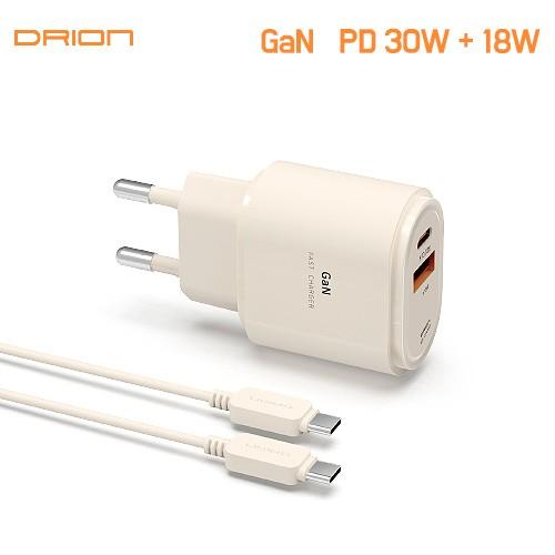 [후니케이스] 드리온 가정용 PD 30W 충전기 (C+USB 포트) (C to C) DR-PD30W-CU-T7
