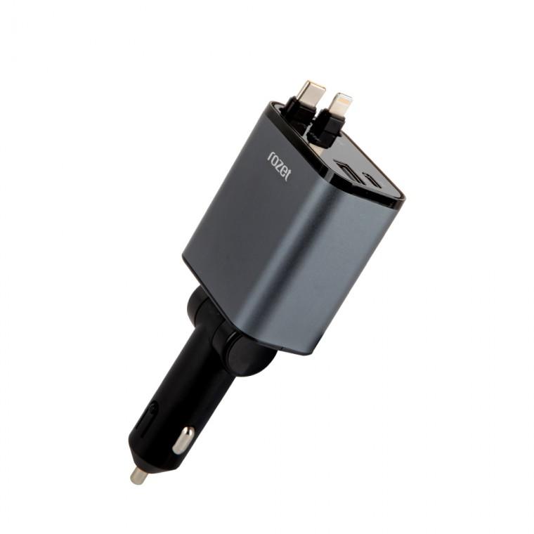 rozet 차량용초고속충전기 릴 C타입+ 시거잭 RX-6420