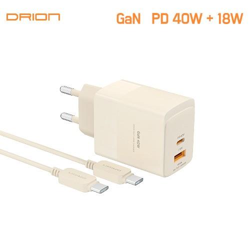 [후니케이스] 드리온 가정용 PD 40W 충전기 (C + USB 포트) (C to C) DR-PD40W-CU-T7