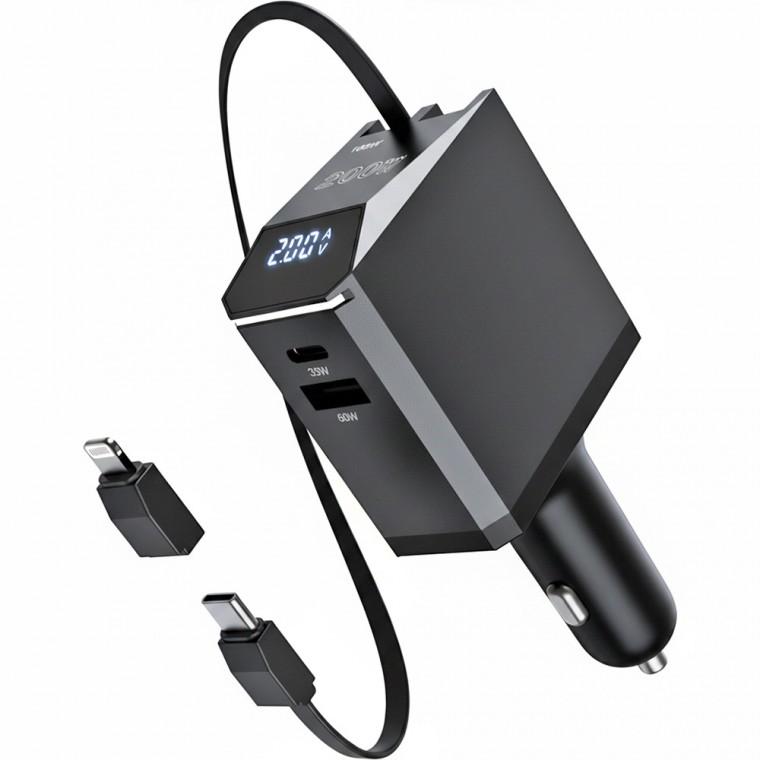 차량용 200W C타입 릴케일블 내장 시거잭 초고속 USB PPS PD 충전기