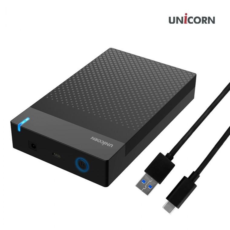 유니콘 USB3.1 C to A 유무선 외장하드케이스 3.5인치 원터치 슬라이드 조립 HDD-500V