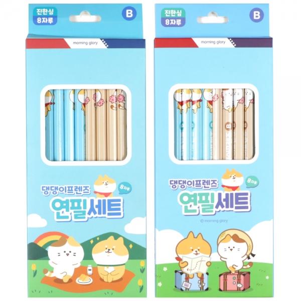 모닝글로리 2000 캐릭터 연필세트 B (8자루)_댕댕이프렌즈 84381- 필기감 좋은 고급연필 문구용 사무용 준비물 선물용