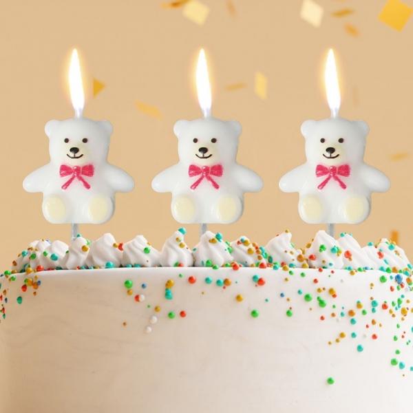해피니스 하얀곰 생일초 3개입 케이크 캐릭터초
