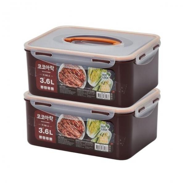 (생담) 코코아락 진공 다용도 김치통 1+1 김장 보관 밀폐용기 3.6L